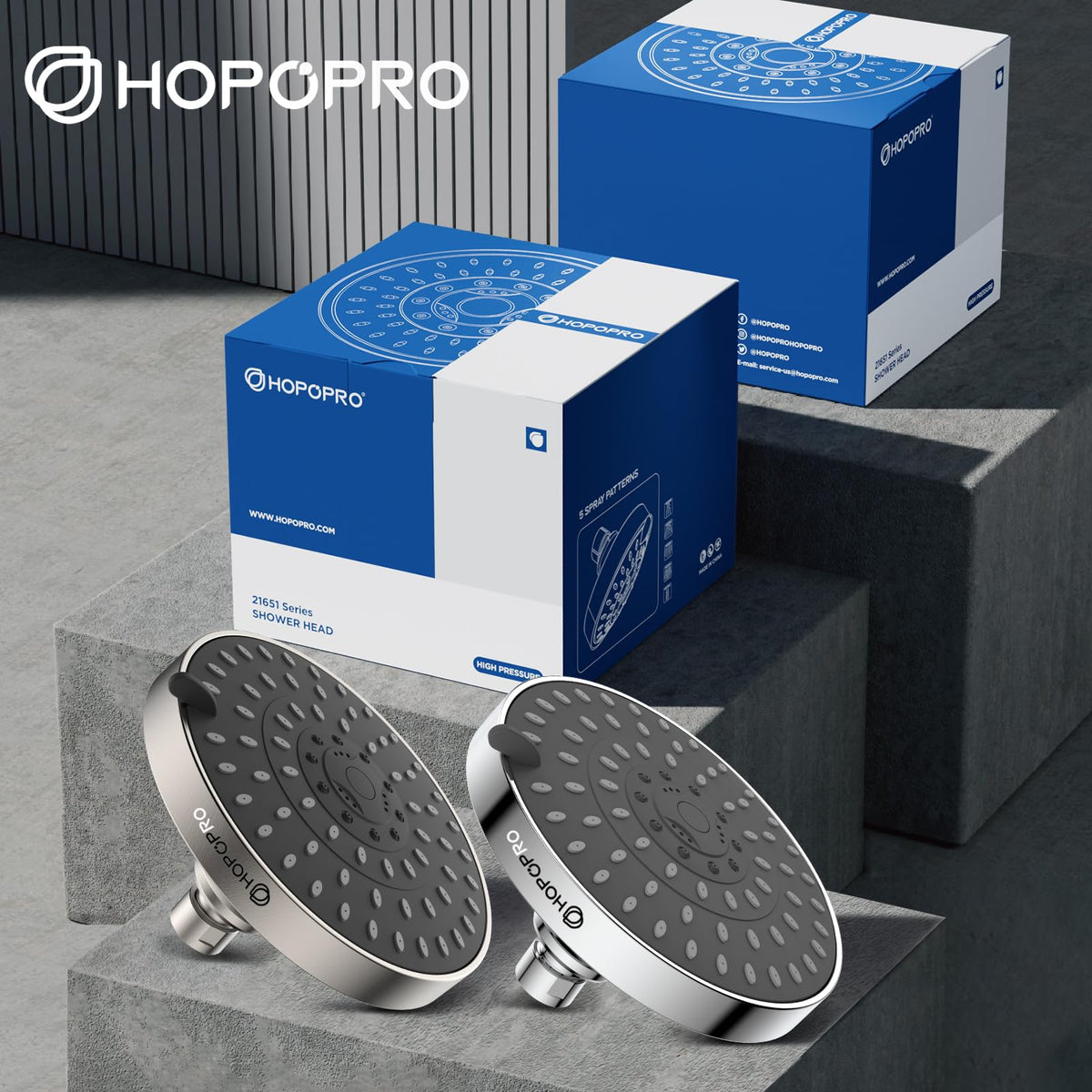 High Pressure Shower Head, HOPOPRO 5-Mode Fixed Showerhead, NBC Recommended