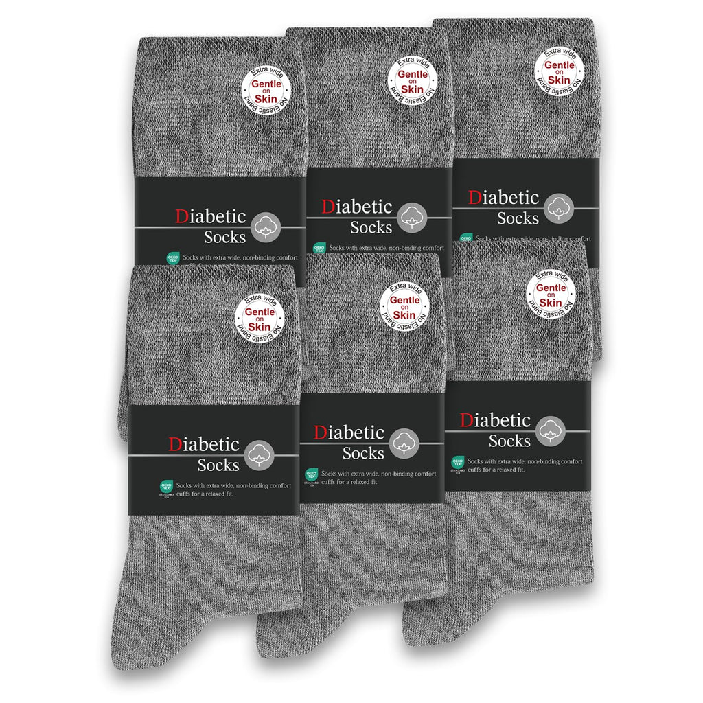 SockWaddles Diabetic Socks for Men & Women, 6 Pairs, Soft Loose Top