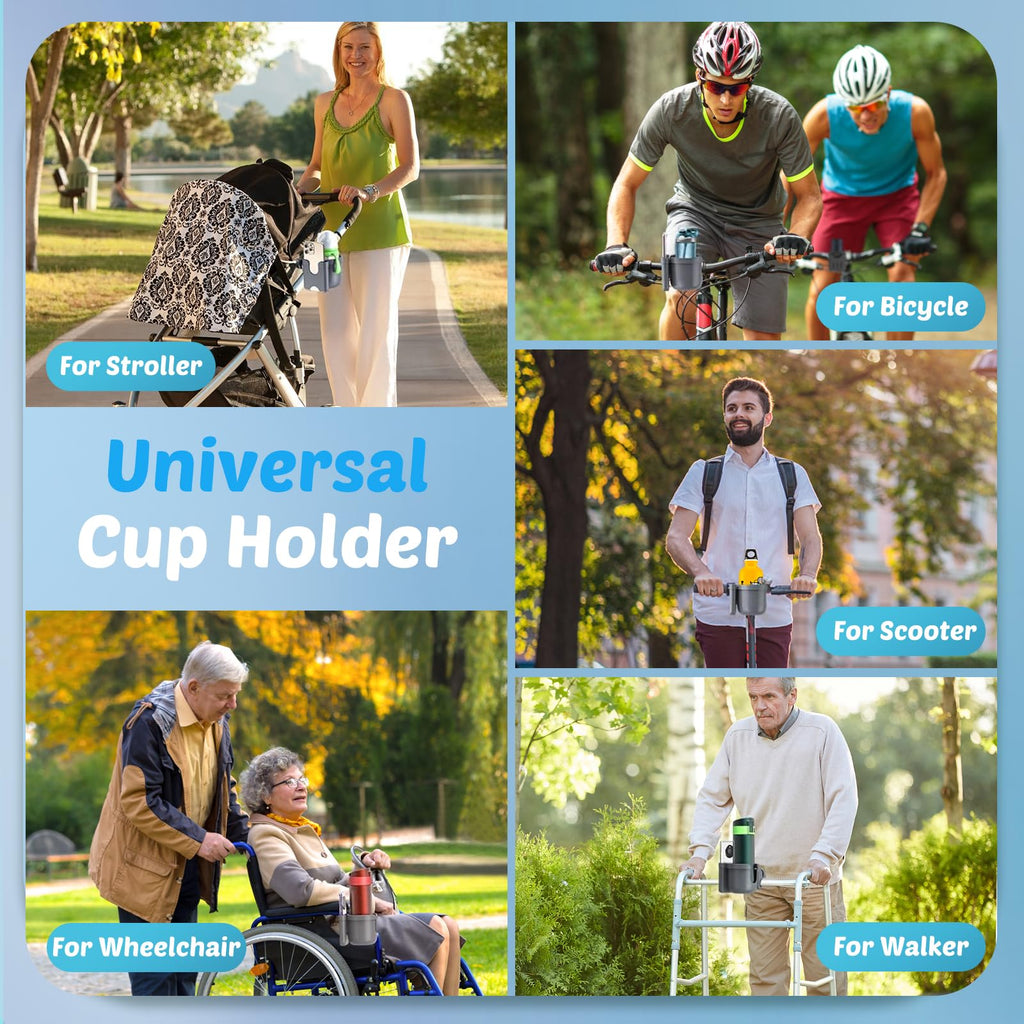 Wheelchair Cup Holder: Universal Cup Holder with Phone Holder for Pram Bike