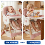 Baby High Chair Foldable Highchair, High Chairs for Babies and Toddlers Adjustable Height & Reclining Seat Detachable Double Tray, Ergonomic Feeding Portable Highchairs for Newborn 6 Months to 5 Years