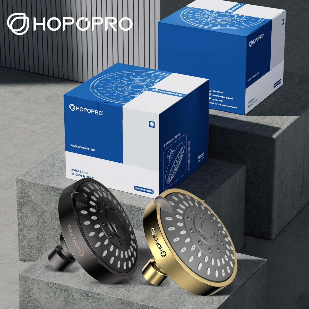 High Pressure Shower Head, HOPOPRO 5-Mode Fixed Showerhead, NBC Recommended