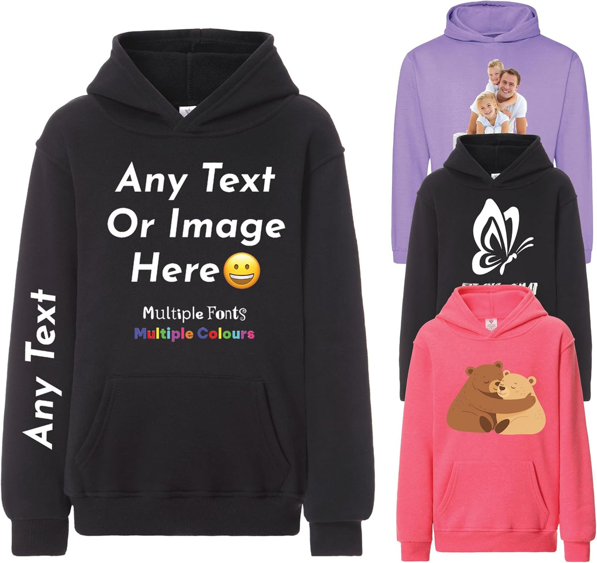 Varsany Personalised T Shirts Mens Womens Kids UK - Customised T Shirt with Any Text and Photo, Long-Lasting Printing - Design Your Own Custom T Shirt