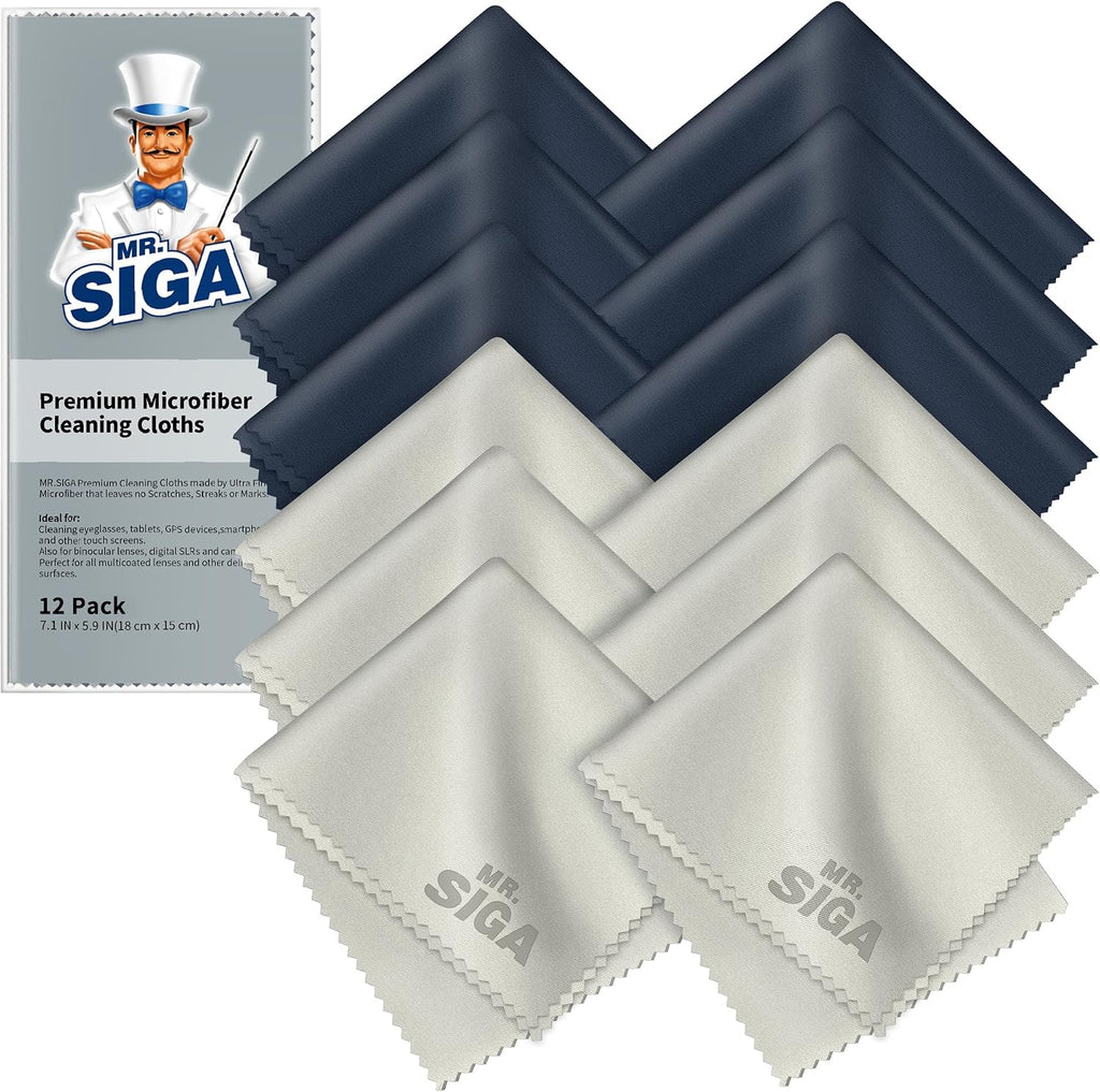MR.SIGA Microfibre Glasses Cleaning Cloth, Spectacle Cleaner Cloth, 12 Pack