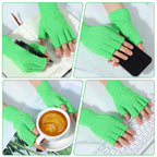 Grevosea 2 Pair Fingerless Warm Gloves - Winter Half Finger Gloves Thickened Knit Touchscreen Stretchy Mittens for Men Women