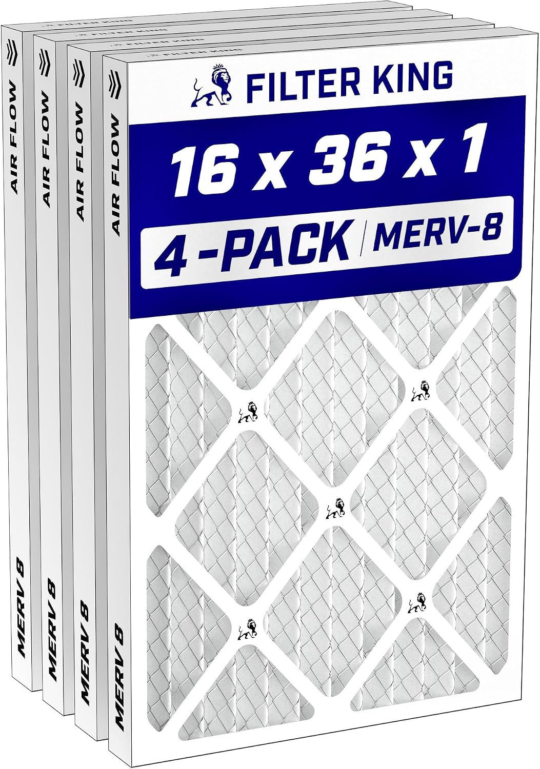 Filter King 24x30x1 Air Filter MERV 8, AC Furnace Filters (4-Pack)