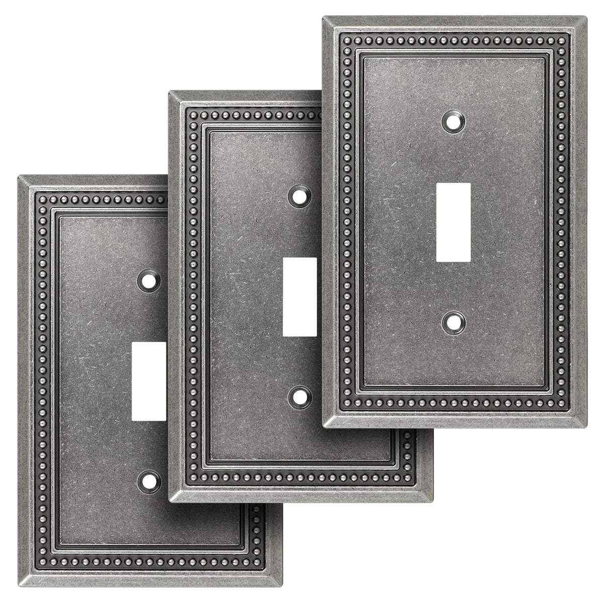 Sunken Pearls Heavy-Duty 4 Toggle Light Switch Plate, Antique Brass, 1 Pack