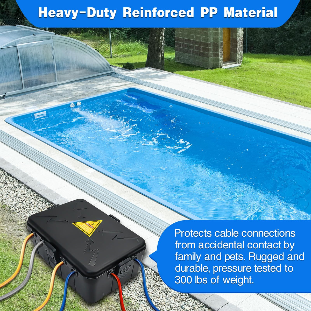 Hrensaw Medium Outdoor Electrical Box(10.6x5.5x4.5inch),Weatherproof Connection Box w/6 Cable Entry,IP54 Waterproof Extension Cord Cover Protect Power Strip,Timer,Plug,Holiday Lights,Black