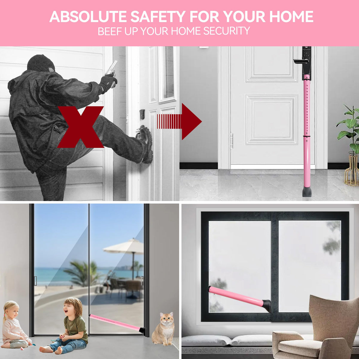 AceMining Door Security Bar, Patio Door Lock, 20-50 in