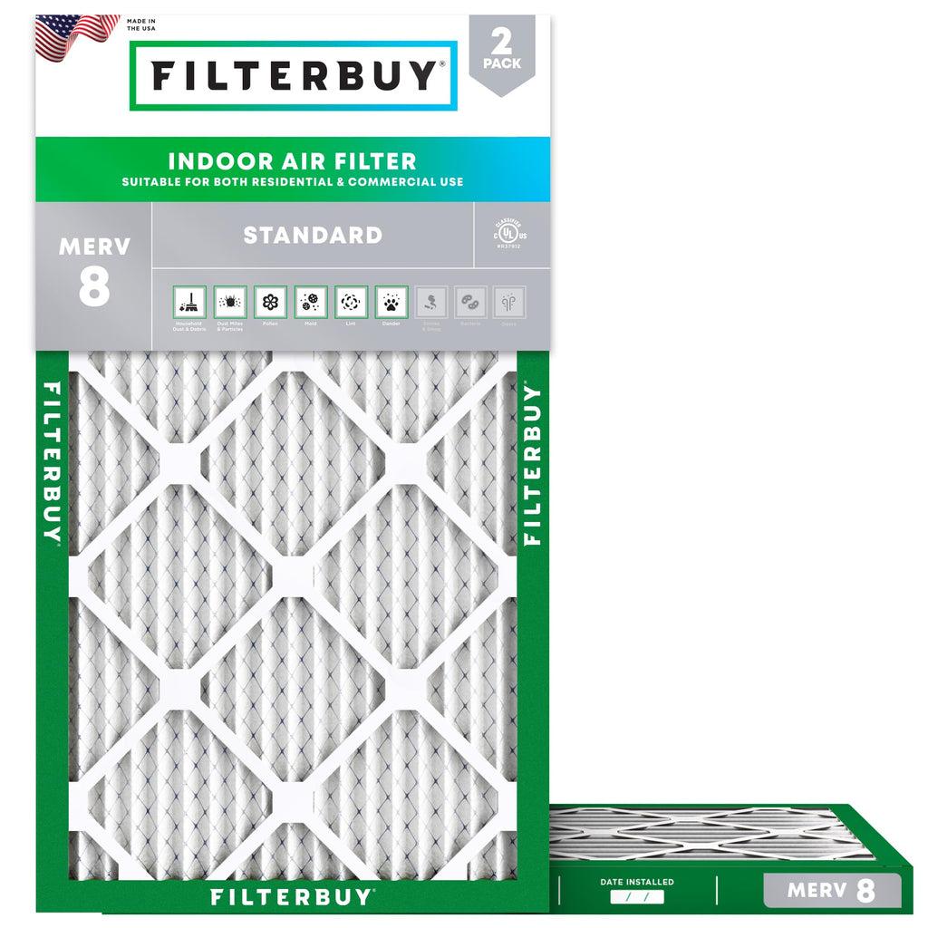 Filterbuy 18x18x1 Air Filter MERV 8 Dust & Allergy Defense (2-Pack)