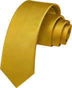 HISDERN Skinny Tie Solid Color 6cm Slim Ties for Men Wedding Classic Formal Business Necktie