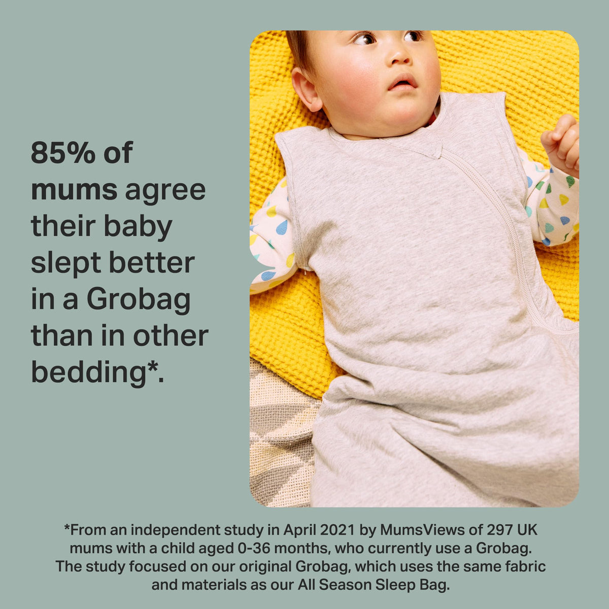 Tommee Tippee Baby Sleeping Bag for Newborns, The Original Grobag Swaddle Bag, Hip-Healthy Design, Soft Bamboo-Rich Fabric, 0-3m
