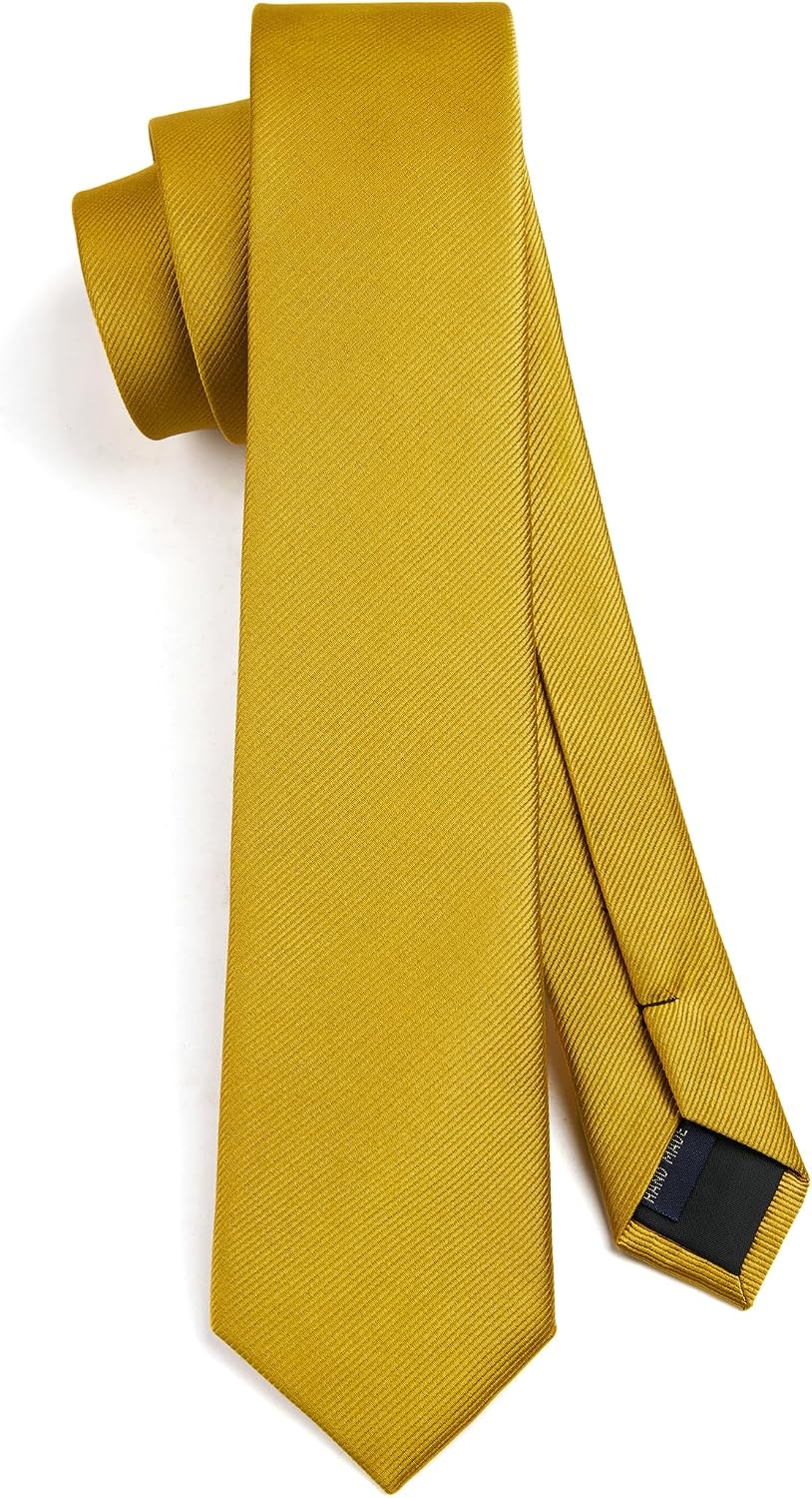 HISDERN Skinny Tie Solid Color 6cm Slim Ties for Men Wedding Classic Formal Business Necktie