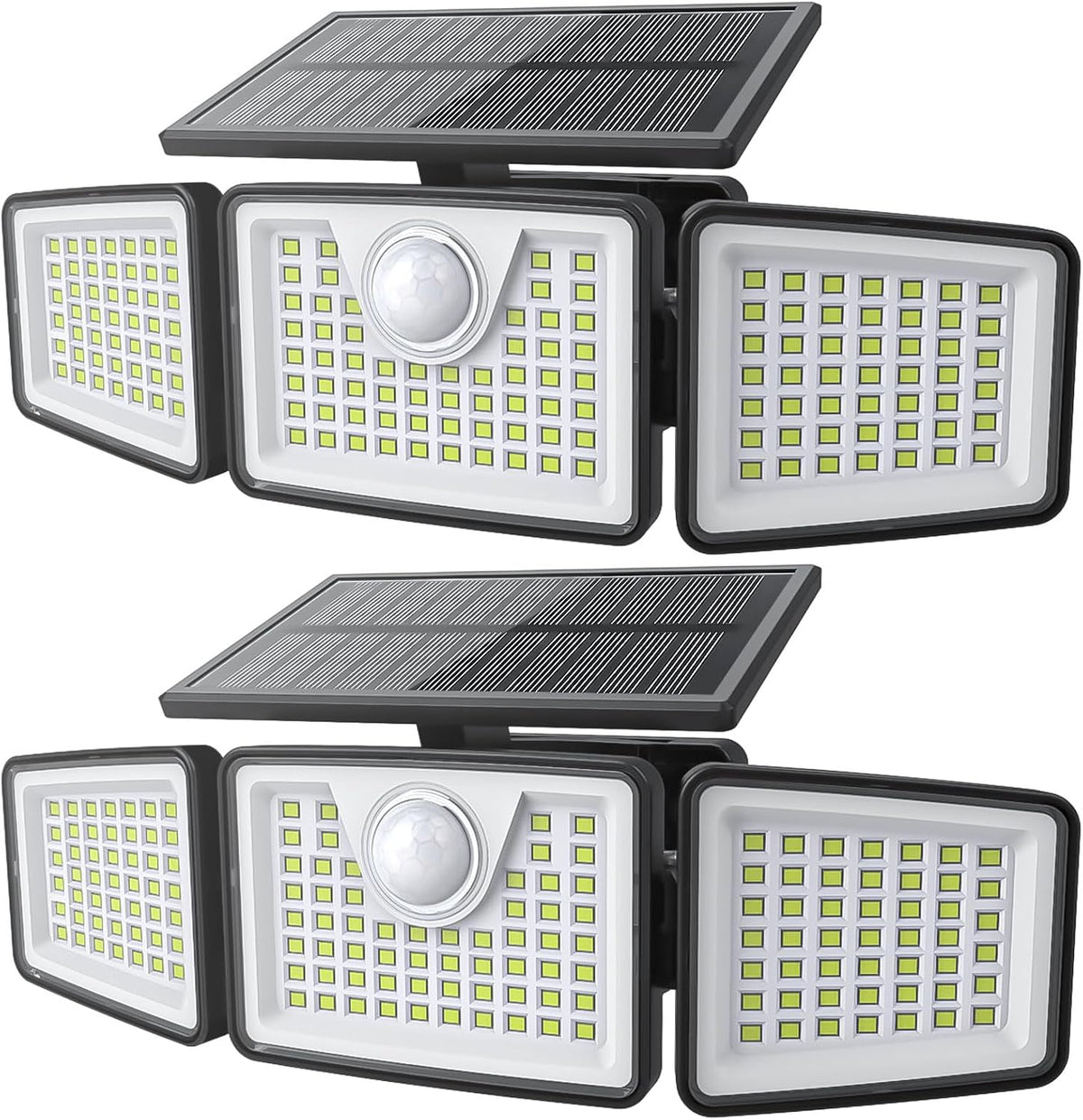 daphino 2500LM Solar Lights, Motion Sensor Outdoor Lights, 3-Head, 2 Pack