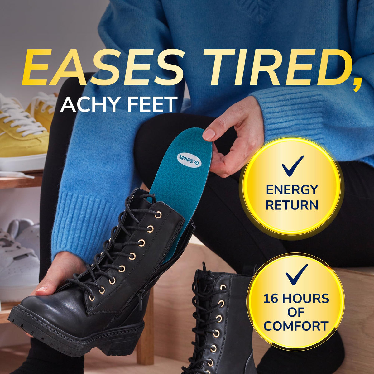 Scholl GelActiv Work & Boot Insoles for Men and Women, All Day Comfort at Work, Shock Absorption and Comfort Cushioning with GelWave Technology