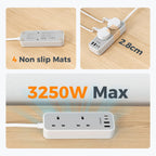 TESSAN 10M Long Extension Lead with PD 20W USB C Charger (4 USB Slots)