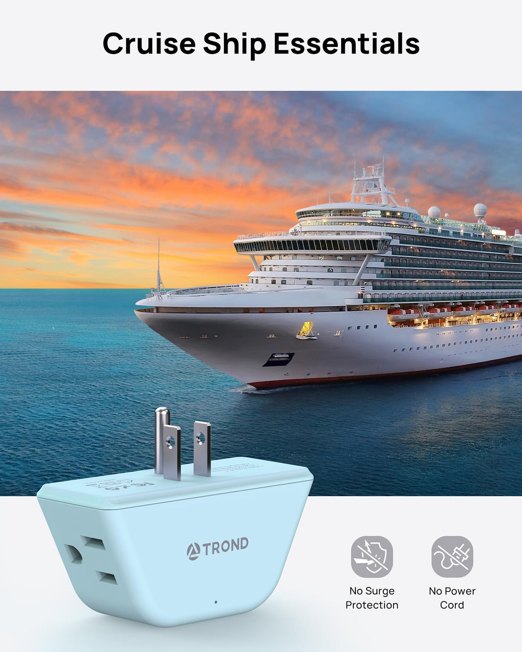 TROND Multi Plug Outlet Extender with USB, 2 Pack Plug Splitter