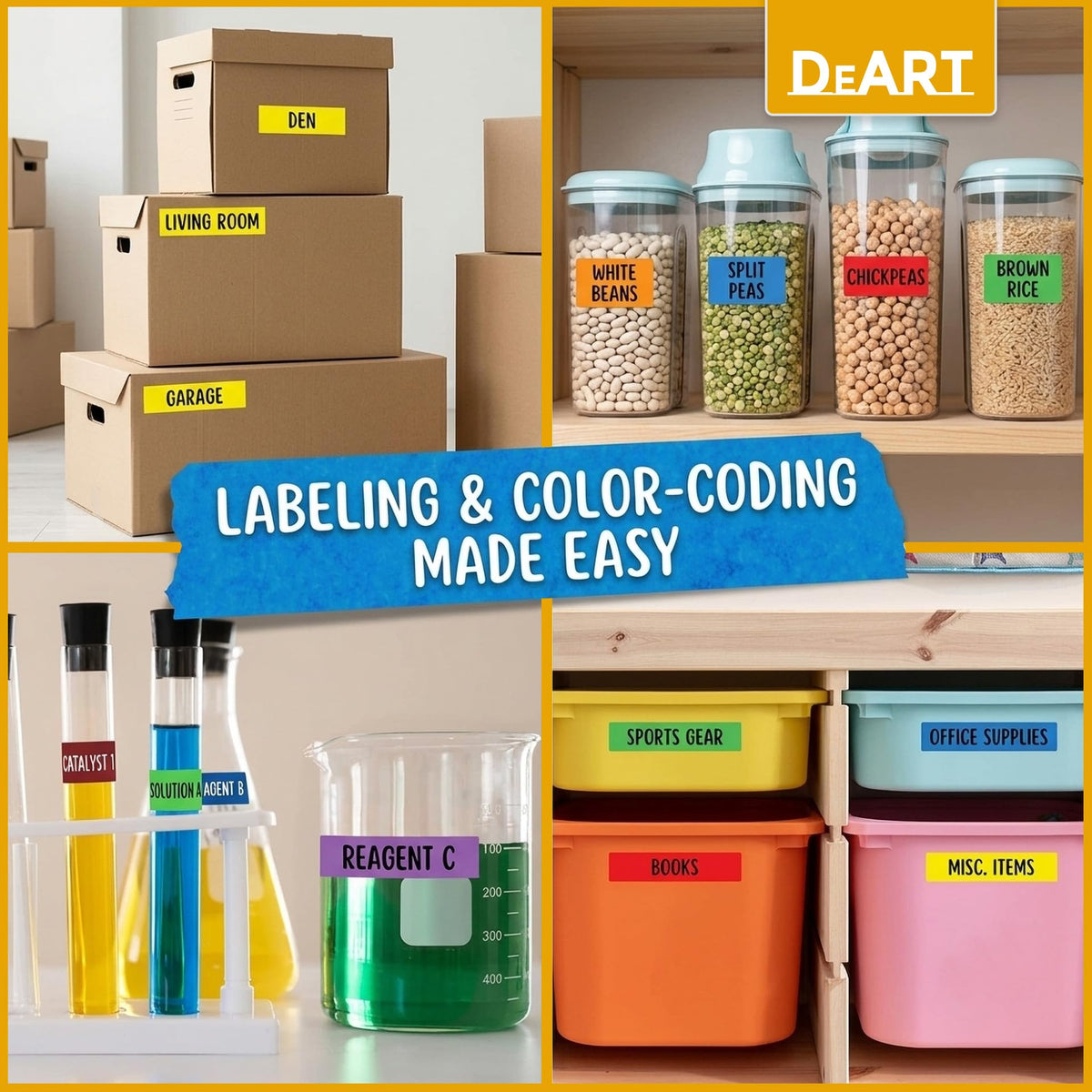 DEART Colored Masking Tape Painters Tape 12 or 8 Pack 1 inch or 0.6 Inches