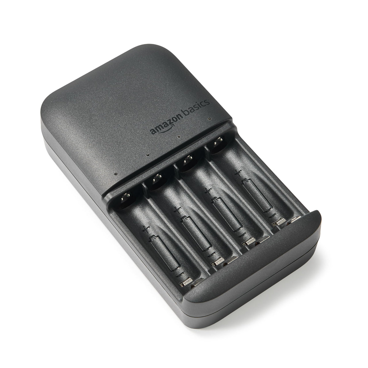 Amazon Basics Battery Charger for Rechargeable AA and AAA NiMh Batteries – UK Plug, 4-Bay, Black