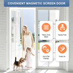 METAONLY Magnetic Screen Door Mesh, Works for Patio, Sliding Door, Keeps Bug Mosquito Out, Fresh Air Flow, Fits 32" x 80" Door - Curtain Size 34" x 82", Black with Lace