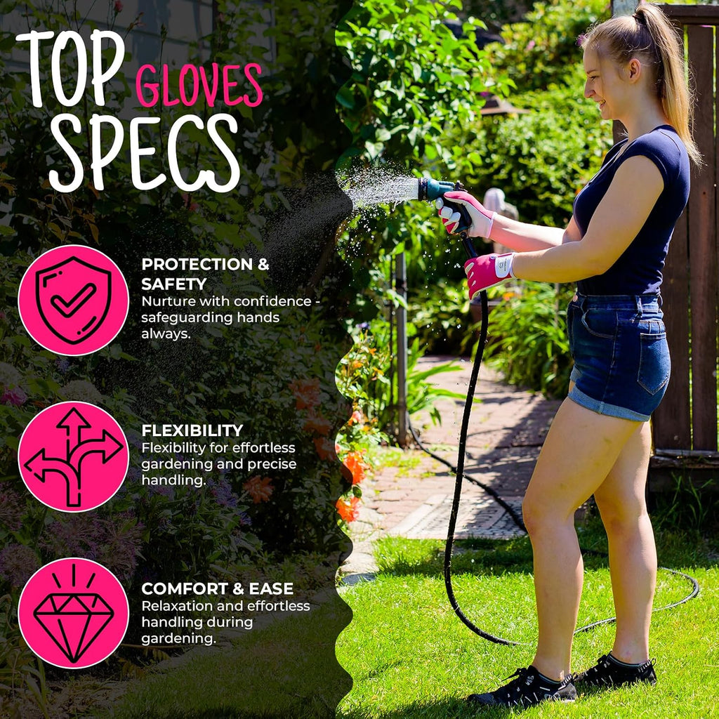 WESTWOOD FOX Ladies/Mens Leather Gardening Gloves Thorn Proof Rigger Garden work gloves, Safety Working Gloves, Premium Quality (Babypink, M)