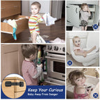 Adjustable Child Locks for Kitchen Cupboards 10 Pack - White