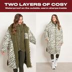 OHS Adults Drying Robe, Water-Resistant Changing Robe Gifts for Women Comfy Sherpa Privacy Robes for Women Men, Stay Dry Jacket Swimming Camping Drying Robes - S/M, L/XL