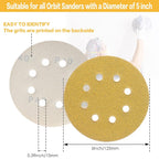 165 PCS 5 Inch Sanding Discs Random Orbital Sander Sandpaper
