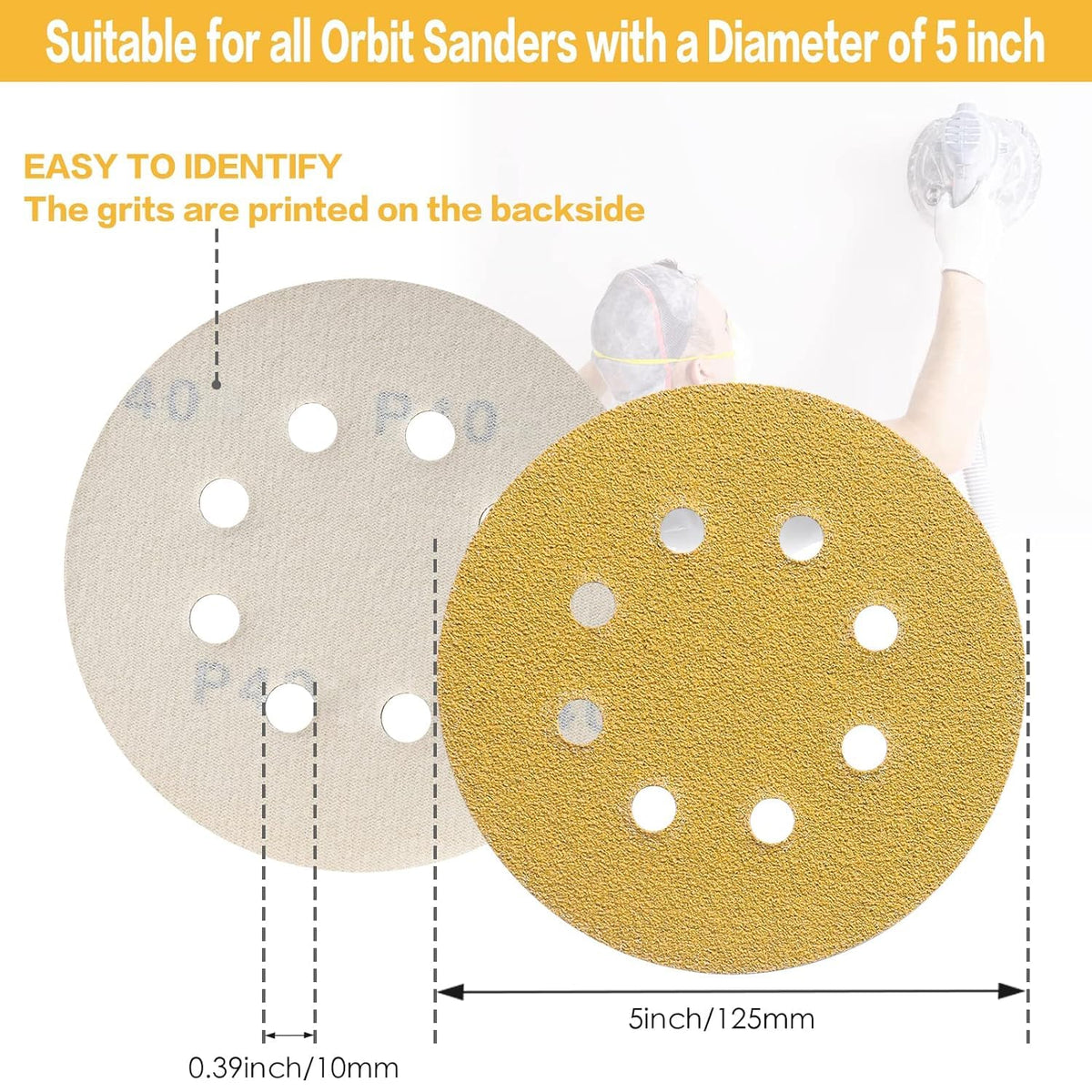 165 PCS 5 Inch Sanding Discs Random Orbital Sander Sandpaper