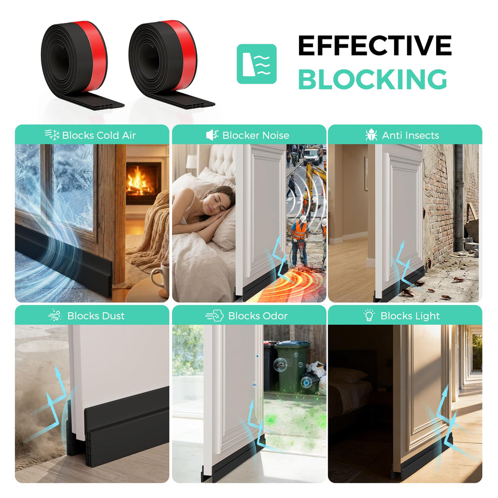 Hojoy Draft Excluder for Doors, Self Adhesive Door Draft Excluder 2 Pack