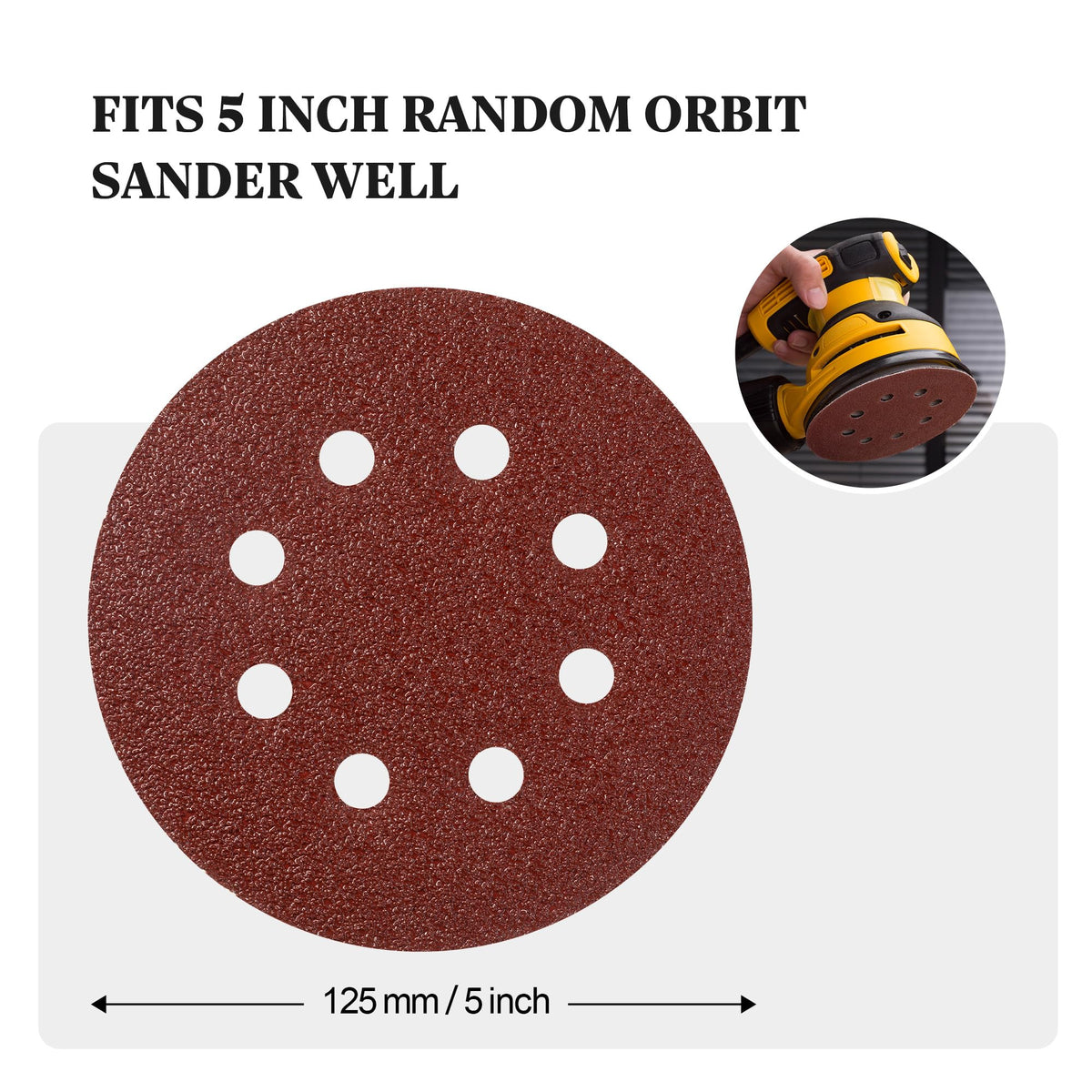 S SATC Sanding Discs 60 Grit 110Pcs Orbital Sander Discs 125mm Hook and Loop Round Orbital Sander Pads for Sanding