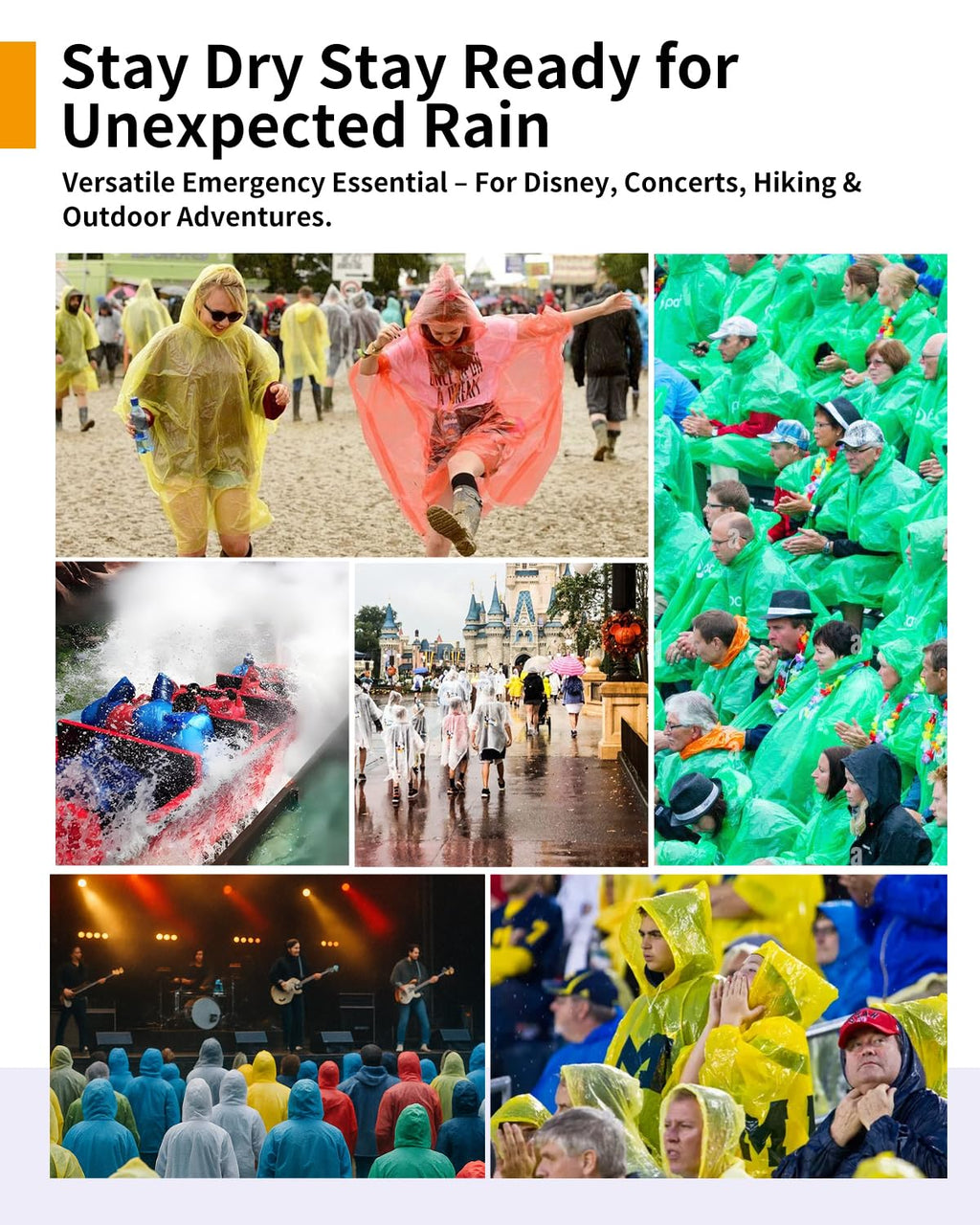 Hitituto Rain Ponchos for Adults - Extra Long Emergency Poncho with Hood, 6/12/24 Family Pack Raincoat, Home Survival Kits