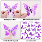 SAOROPEB 3D Butterfly Wall Decor 48 Pcs Gold Butterfly Birthday Decorations