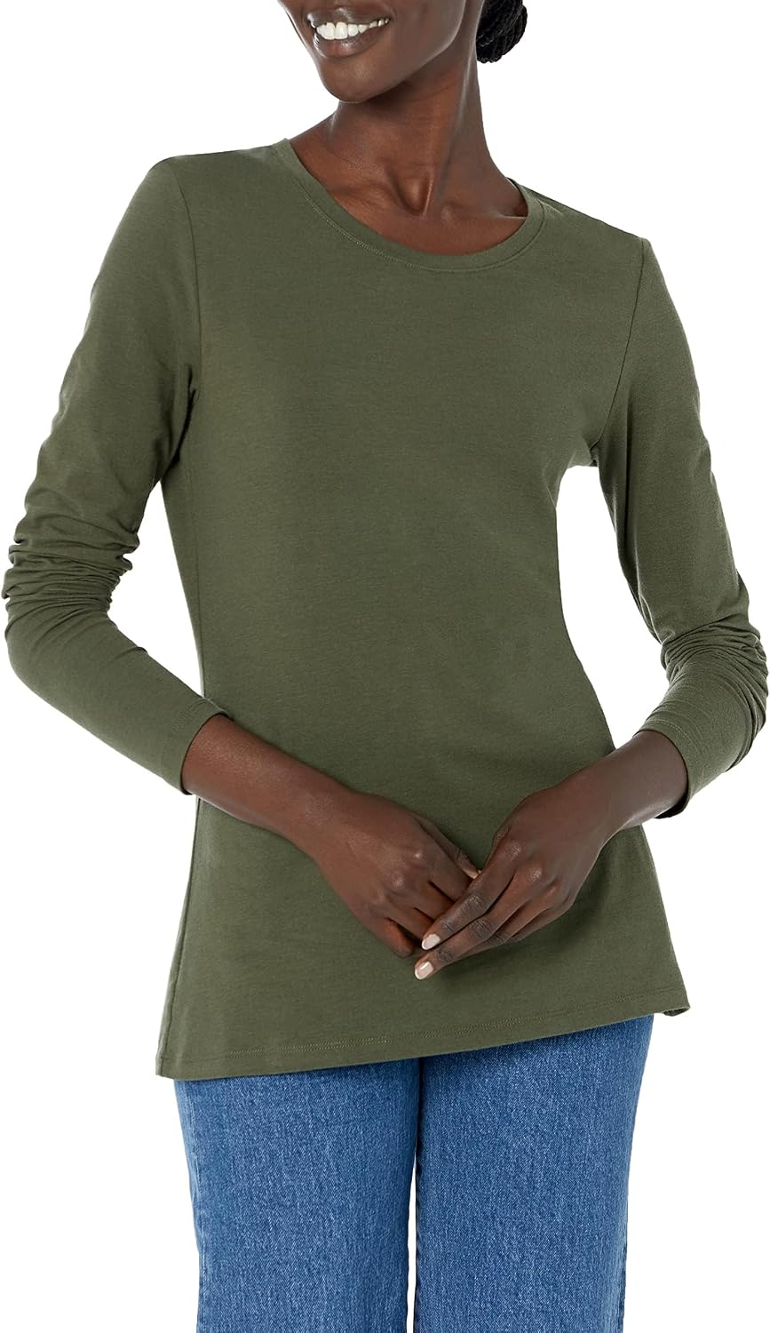 Amazon Essentials Women's Regular-Fit Long-Sleeve Crewneck T-Shirt