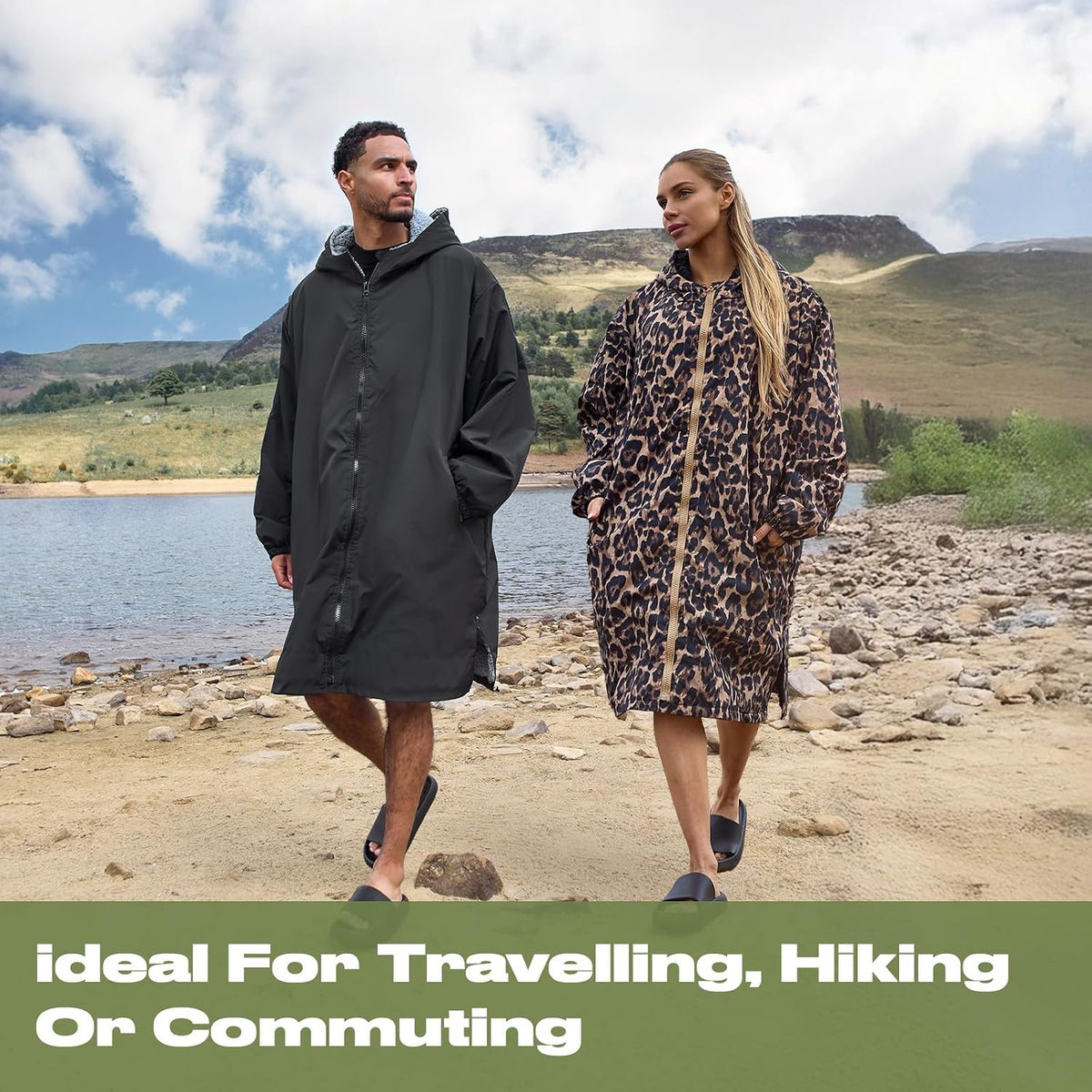 OHS Adults Drying Robe, Gifts for Women Outdoor Water-Resistant Changing Robe Womens Jacket Comfy Sherpa Privacy Robes for Women Men, Stay Dry Swimming Camping Drying Robes - S/M, L/XL