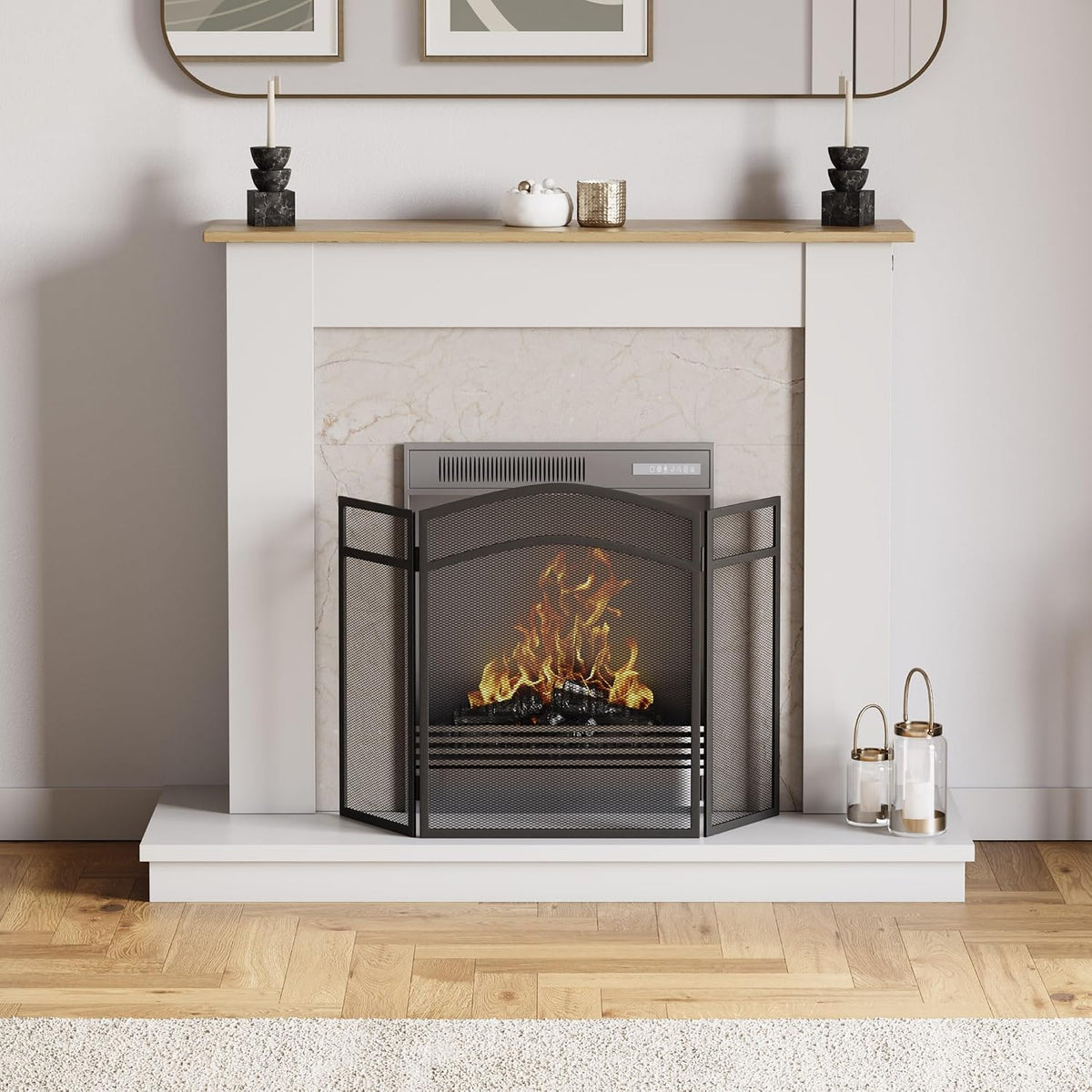 FIRE VIDA Milton Fire Screen Spark Guard Arched, Metal, Black
