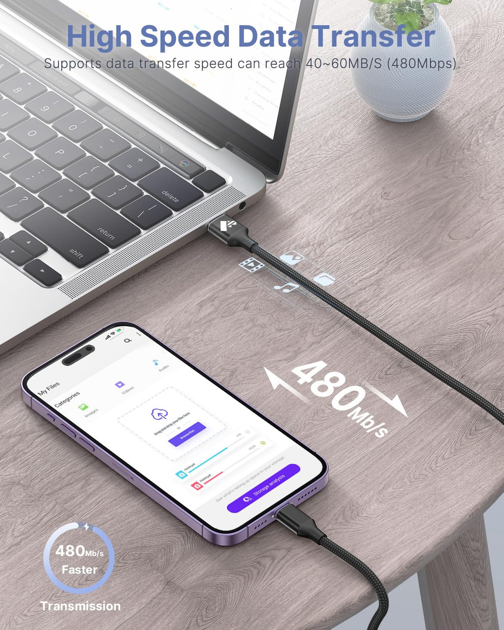 Aioneus iPhone Charger Cable 1M, MFi Certified Lightning Cable Fast iPhone Charging Cable Nylon Braided USB iPhone Charger Lead for iPhone 14 13 12 11 Pro Max XR XS X Max 8 7 6s Plus SE, iPad