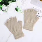 Grevosea 2 Pair Fingerless Warm Gloves - Winter Half Finger Gloves Thickened Knit Touchscreen Stretchy Mittens for Men Women