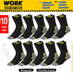 SOXCO 10 Pairs Men’s Work Socks, Black Crew Length | DRI-WIK Moisture Management Technology | Super Soft Cushioned Footbed | Reinforced Heel & Toe | Dura-Stretch Elastane | Pack of 6 or 10 Pairs