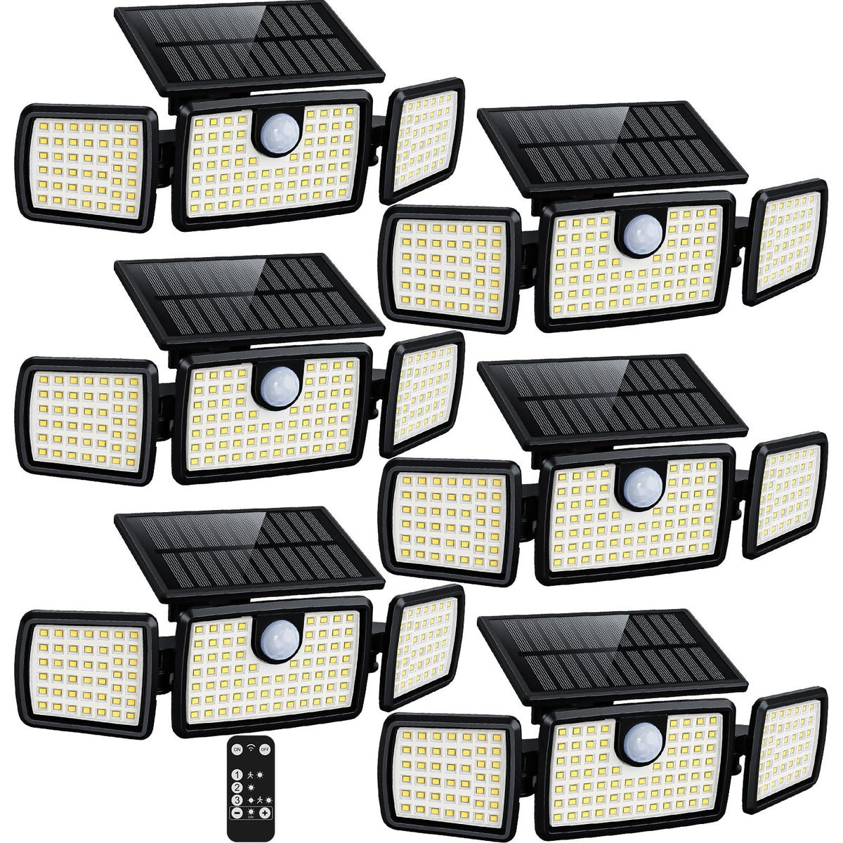 MIHANI Solar Flood Lights Outdoor, 2500LM Motion Sensor Security Lights with 270° Wide Angle, IP65 Waterproof, 3 Heads Solar Outdoor Lights for Patio, Yard, House, Garage (Non-Remote, 2 Pack)