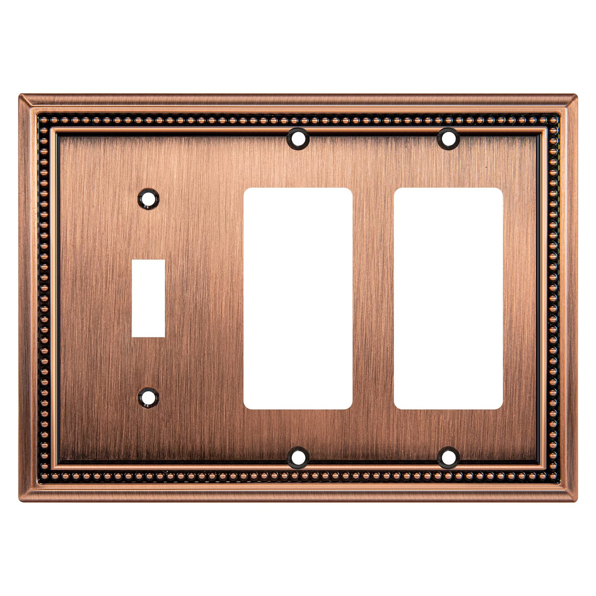 Sunken Pearls Heavy-Duty 4 Toggle Light Switch Plate, Antique Brass, 1 Pack