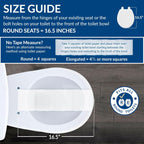 Mayfair Linden Slow Close Toilet Seat, Non Slip Heavy Duty Wood, Easy Install, Elongated, White