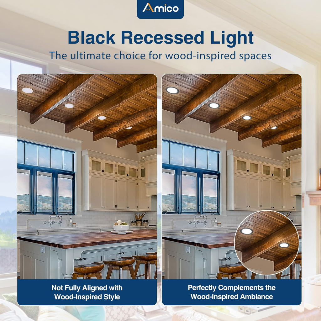 Amico 12 Pack 3 Inch LED Recessed Lighting, Canless Wafer Downlight, White