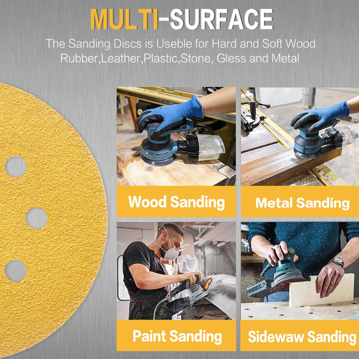 165 PCS 5 Inch Sanding Discs Random Orbital Sander Sandpaper