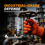 TitanFlex Heavy Duty Industrial Orange Nitrile Gloves, 8-mil, Gloves Disposable Latex Free with Raised Diamond Texture Grip, Powder Free, Rubber Glove, Mechanic Gloves,50-ct Box (Small)