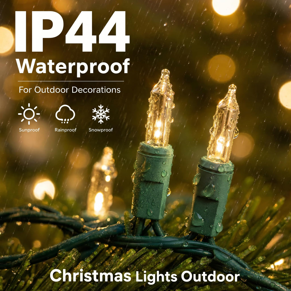 TW SHINE Warm White Christmas Lights Outdoor, 20FT 100 Count Incandescent Christmas Light Indoor, Waterproof Christmas Tree String Lights for Xmas Decorations