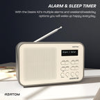 DAB/DAB+ & FM Portable Digital Radio | Simple Controls | Dual Alarms & Sleep Timer | Battery & Mains Powered (4x”AA”) | Bluetooth | Perfect for Home, Office or Outdoors | AZATOM Desire X2 (Oak)