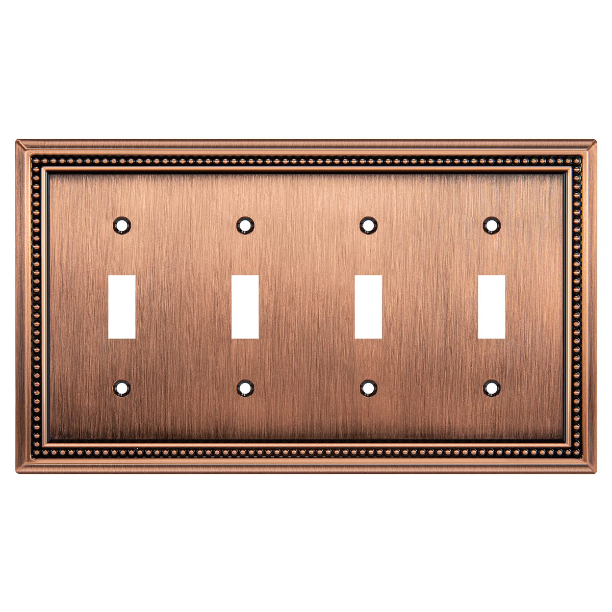 Sunken Pearls Heavy-Duty 4 Toggle Light Switch Plate, Antique Brass, 1 Pack