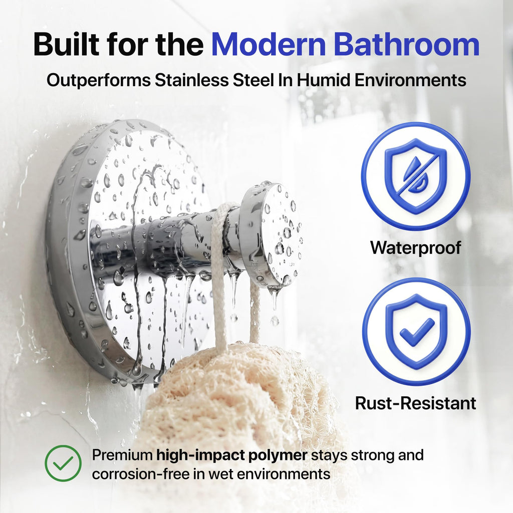 HOME SO Suction Cup Hooks for Shower & Bathroom Towel Holder 2-Pack Black