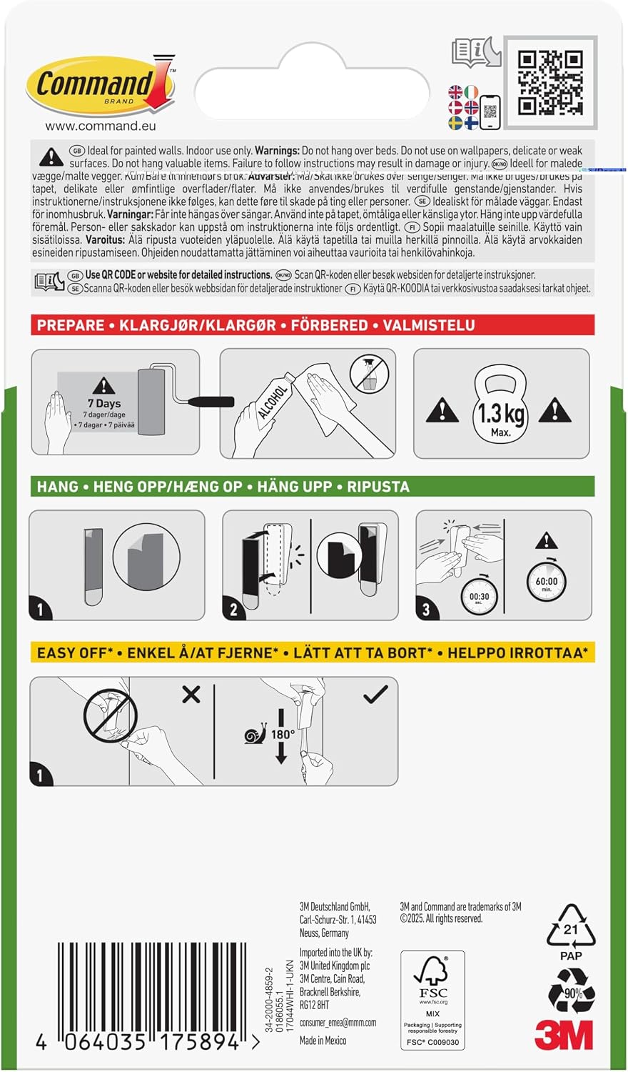 Command Large Canvas Hanger, White, 1 Hook and 2 Adhesive Strips