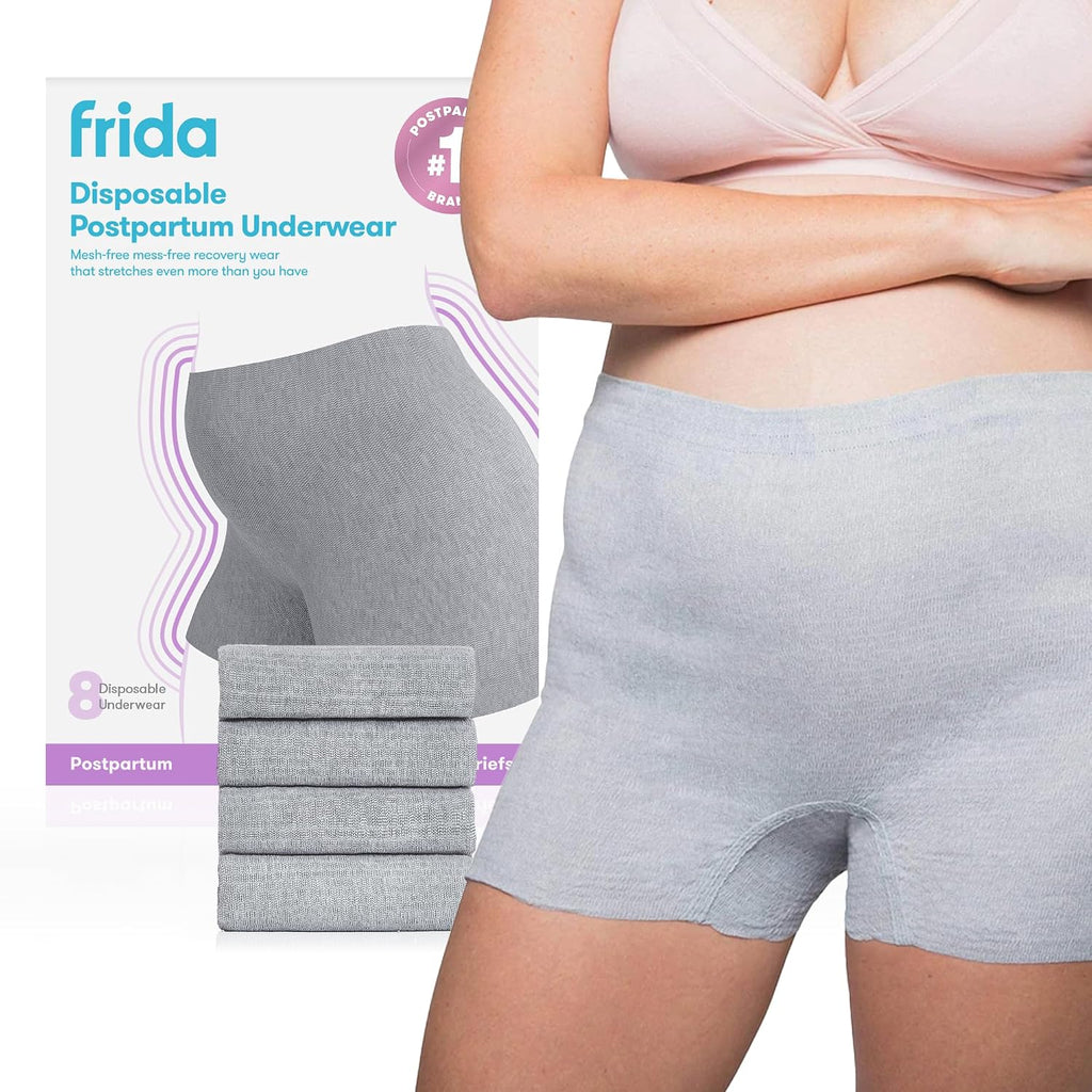 Frida Mom Postpartum Disposable Knickers | Microfibre Boyshort Cut Knickers with Super Soft, Stretchy and Breathable Fabric | Size Regular, 8ct
